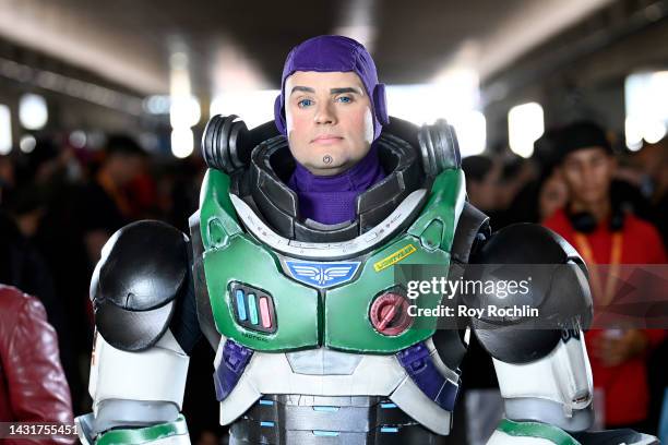 Buzz Lightyear cosplayer poses during New York Comic Con 2022 on October 08, 2022 in New York City.