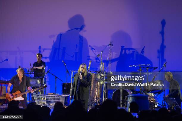 Blixa Bargeld from Einstürzende Neubauten performs at Le Trianon on October 08, 2022 in Paris, France.