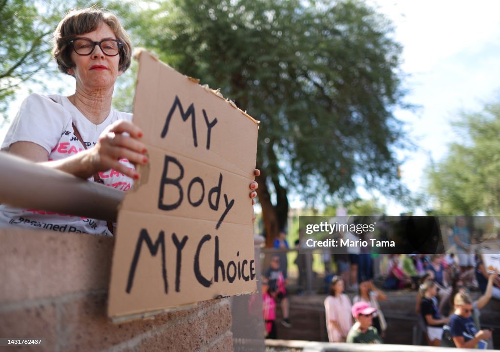Arizona Gubernatorial Katie Hobbs Speak's At The Women's March In Phoenix