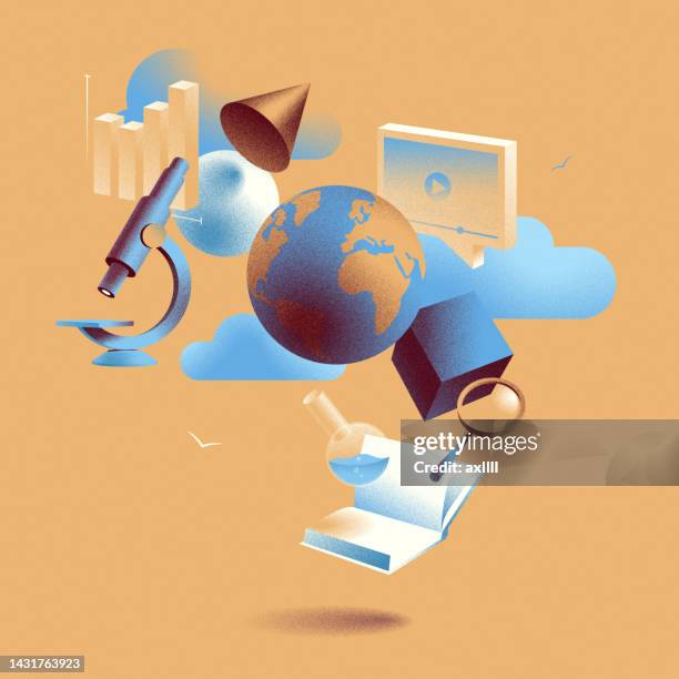 illustrations, cliparts, dessins animés et icônes de education objects - microscope