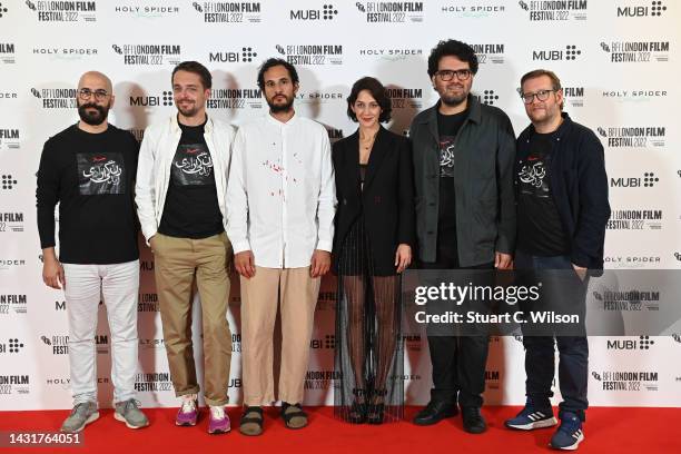 Nima Akbarpour, Jacob Jarek, Ali Abbasi, Zar Amir Ebrahimi, Arash Ashtiani and Sol Bondy attend the "Holy Spider" UK premiere during the 66th BFI...