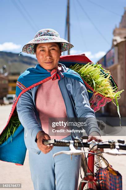 peruvian woman in national clothing, chivay, peru - arequipa peru stock pictures, royalty-free photos & images