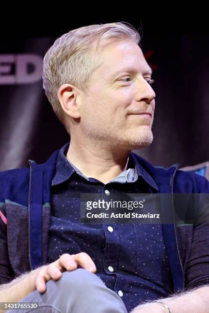Anthony Rapp speaks onstage at the STAR TREK UNIVERSE panel during New York Comic Con 2022 on October 08, 2022 in New York City.