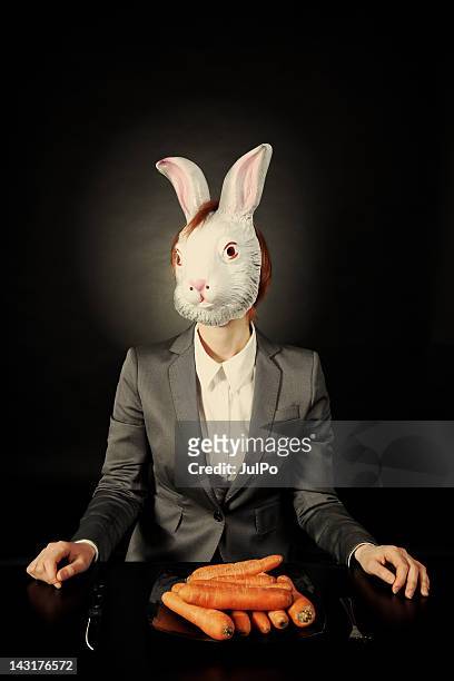ready to eat - rabbit mask stockfoto's en -beelden