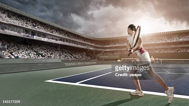 tennis player backhand - tennis stock pictures, royalty-free photos & images