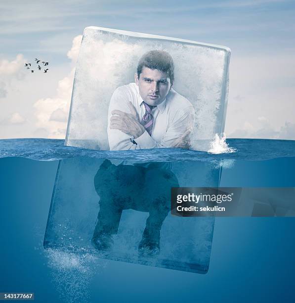 frozen businessman in water - antarctica underwater stock pictures, royalty-free photos & images