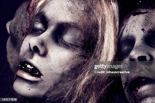 dead girls - silicon sculpture - murder victim stock pictures, royalty-free photos & images