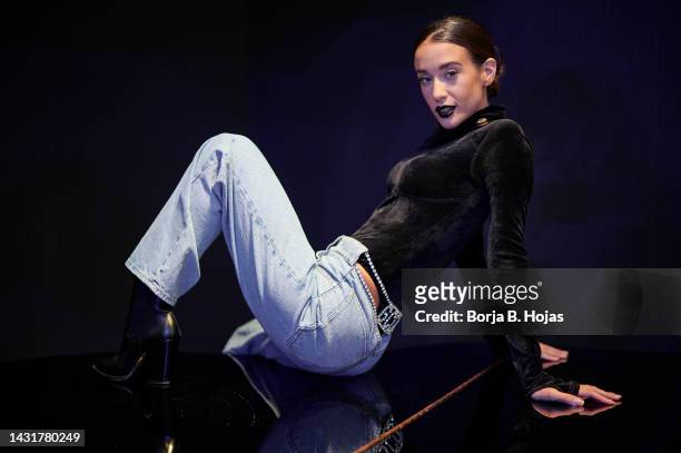 Spanish actress Maria Pedraza posing for portrait session during Sitges Film Festival 2022on October 08, 2022 in Sitges, Spain.
