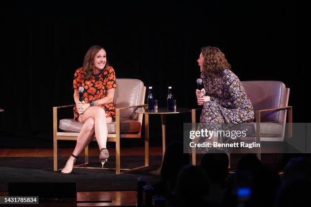 Molly Shannon and Vanessa Bayer speak onstage during the 2022 New Yorker Festival at New York Society for Ethical Culture on October 08, 2022 in New...