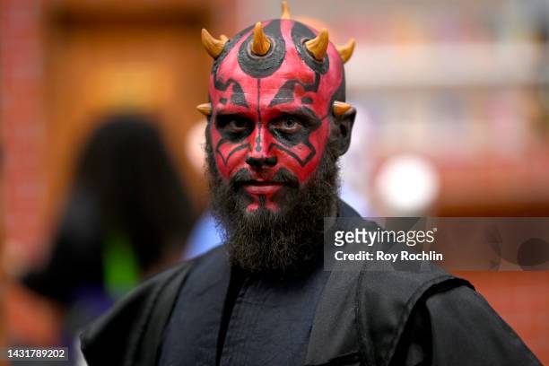 Darth Maul cosplayer poses during New York Comic Con 2022 on October 08, 2022 in New York City.