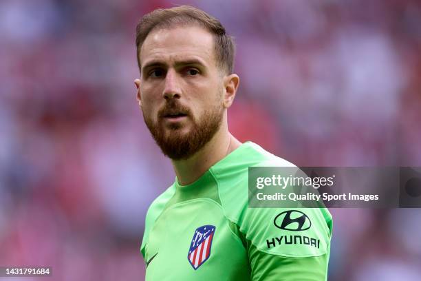 Jan Oblak of Atletico de Madrid looks on during the LaLiga Santander match between Atletico de Madrid and Girona FC at Civitas Metropolitano Stadium...