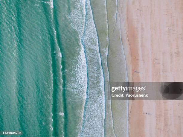 beach in the morning, people walking on the sand - water's edge stock pictures, royalty-free photos & images