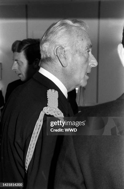 Louis Mountbatten, 1st Earl Mountbatten of Burma , attends the International Variety Club's convention in Monte Carlo during May 1977.