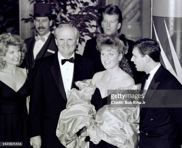 Sarah Ferguson, Duchess of York, and her husband, Prince Andrew, Duke of York are greeted at Gala event by American businessmen Lodwrick Cook and...