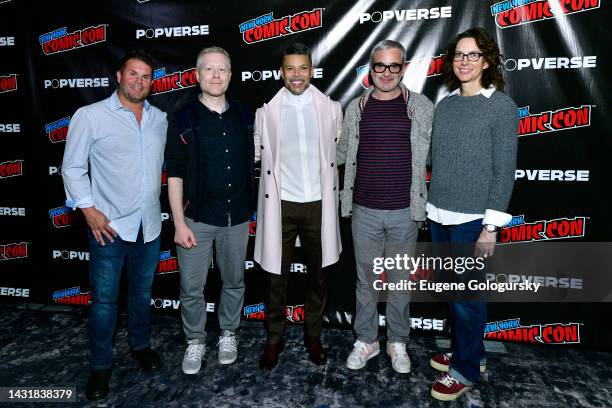 Rod Roddenberry, Anthony Rapp, Wilson Cruz, Alex Kurtzman and Michelle Paradise attend the StarTrek Panel during New York Comic Con on October 08,...