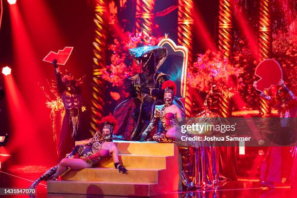 Die Black Mamba" performs during the "The Masked Singer" second show at on October 08, 2022 in Cologne, Germany.