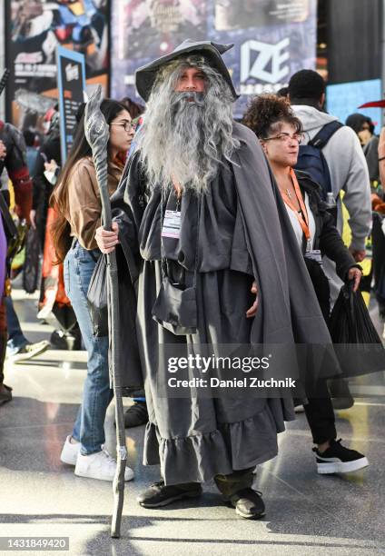 Cosplayer poses as Gandalf during day 3 of New York Comic Con on October 08, 2022 in New York City.