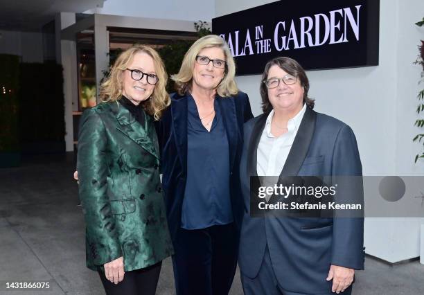 Hammer Museum Director Ann Philbin, Cynthia Wornham, and Catherine Opie attend Hammer Museum's 18th Annual Gala in the Garden on October 08, 2022 in...