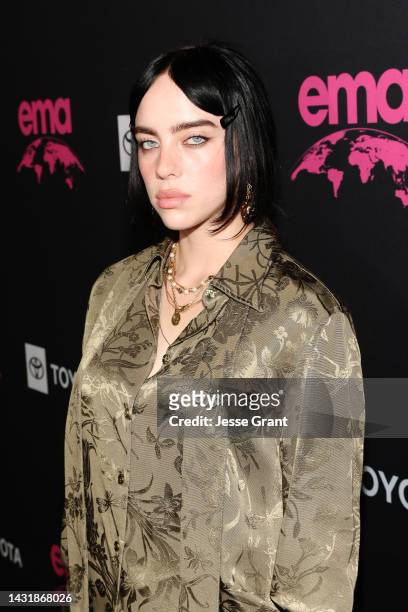 Billie Eilish attends the 32nd Annual EMA Awards Gala honoring Billie Eilish, Maggie Baird And Nikki Reed presented by Toyota on October 08, 2022 in...