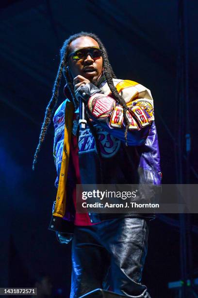 Takeoff of Migos performs onstage during the 2022 ONE MusicFest at Central Park on October 08, 2022 in Atlanta, Georgia.