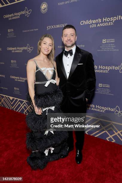 Jessica Biel and Justin Timberlake attend the 2022 Children’s Hospital Los Angeles Gala at the Barker Hangar on October 08, 2022 in Santa Monica,...
