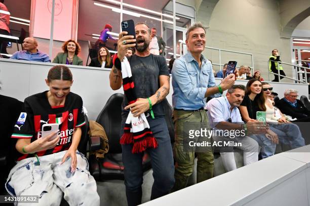 Fabio Volo and Franz during the Serie A match between AC MIlan and Juventus at Stadio Giuseppe Meazza on October 08, 2022 in Milan, Italy.