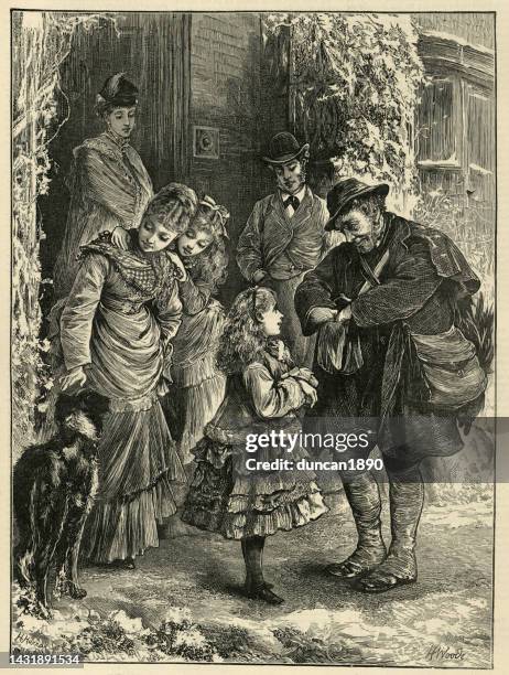 ilustraciones, imágenes clip art, dibujos animados e iconos de stock de navidad en el país, llegada del cartero, victoriano 1870s, siglo 19 - country christmas