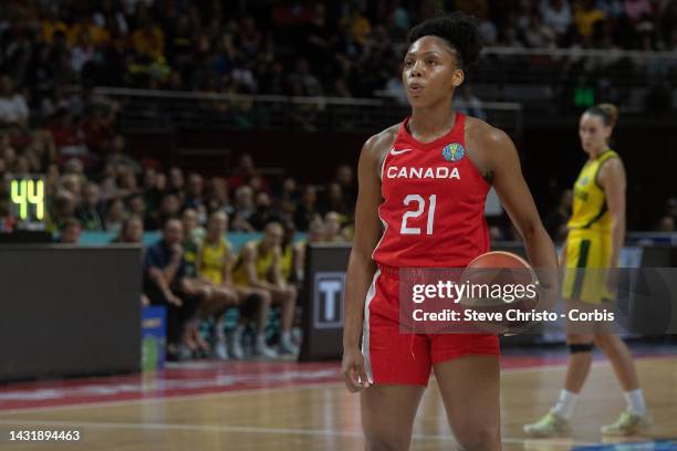 Canadas Nirra Fields takes a free through during the 2022 FIBA Women's Basketball World Cup 3rd place match between Canada and Australia at Sydney...