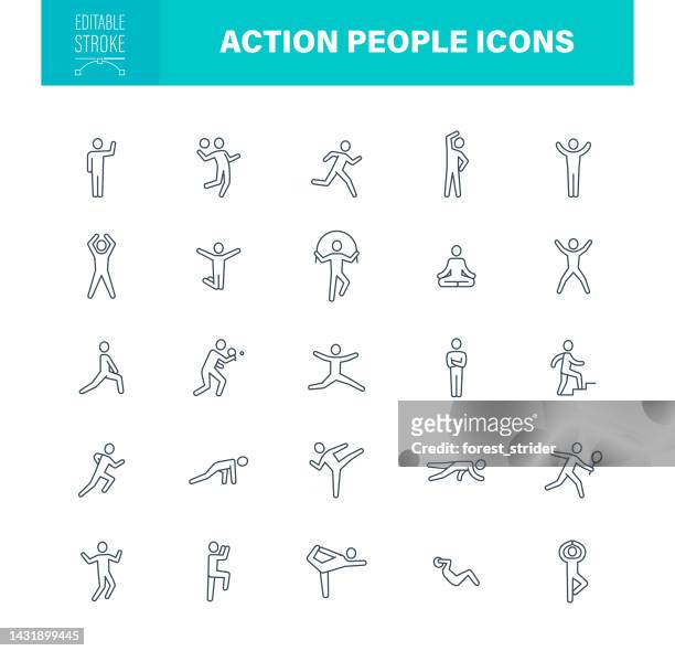 aktionspersonensymbole bearbeitbarer strich - body conscious stock-grafiken, -clipart, -cartoons und -symbole