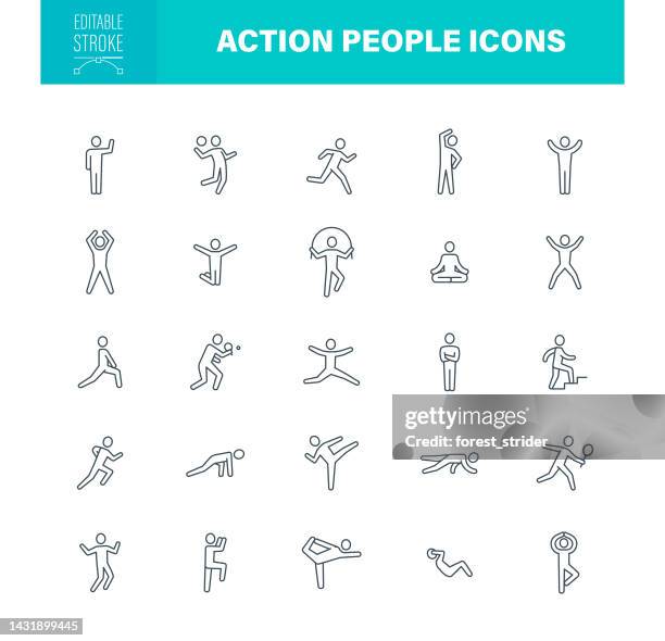 action people icons editable stroke - arms raised stock illustrations