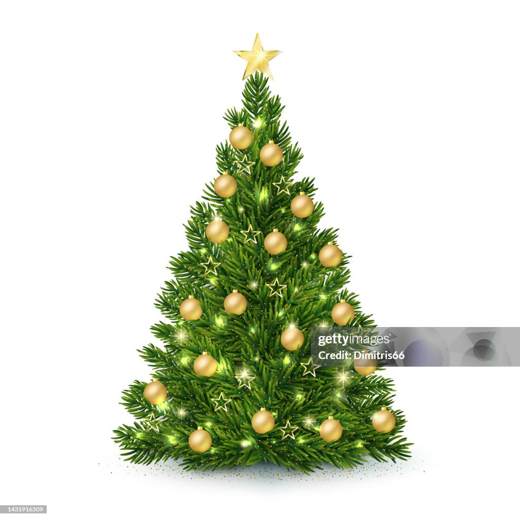 Vector Christmas tree on white background