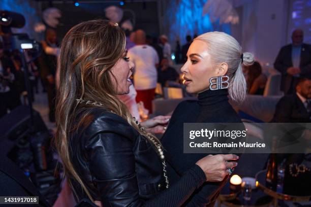Loren Ridinger and Kim Kardashian attend JR Ridinger Celebration Of Life at Faena Forum on October 08, 2022 in Miami Beach, Florida.