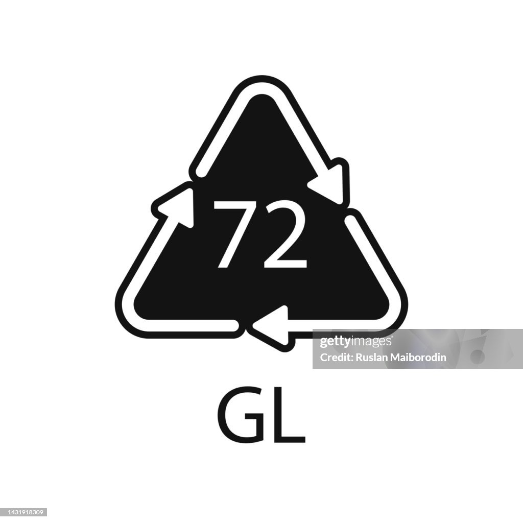 Brown Glass recycling code 72 GL. Vector illustration