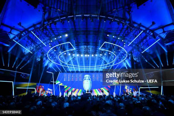 The draw is seen during the UEFA EURO 2024 qualifying round draw at Messe Frankfurt on October 09, 2022 in Frankfurt am Main, Germany.