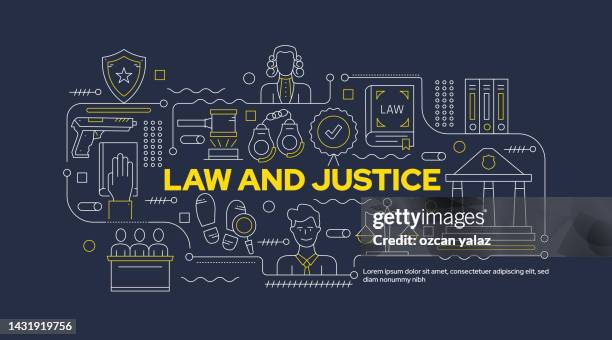 stockillustraties, clipart, cartoons en iconen met law and justice life concept. the design can be edited and the color can be changed. web design, mobile, poster, book, magazine etc. simple and stylish design that can be used in many areas. - responsive web design