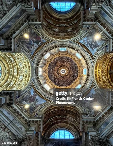 majestic dome and ceiling of "sant'agnese in agone" church on piazza navona of rome, lazio, italy - santa maria stock pictures, royalty-free photos & images