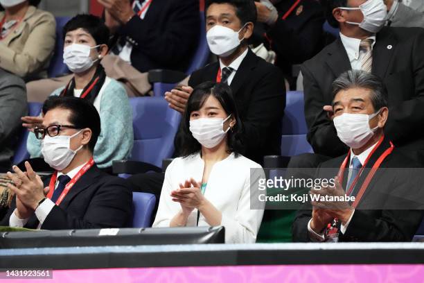 Princess Kako of Akishino attends the singles final game on day seven of the Rakuten Japan Open at Ariake Coliseum on October 09, 2022 in Tokyo,...