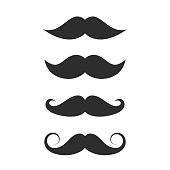 Black moustaches shapes, vector icons set