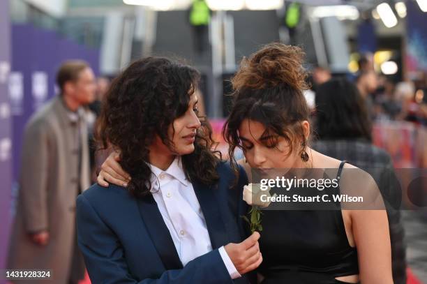 Manal Issa and Nathalie Issa attend "The Swimmers" UK premiere during the 66th BFI London Film Festival at the Southbank Centre on October 09, 2022...