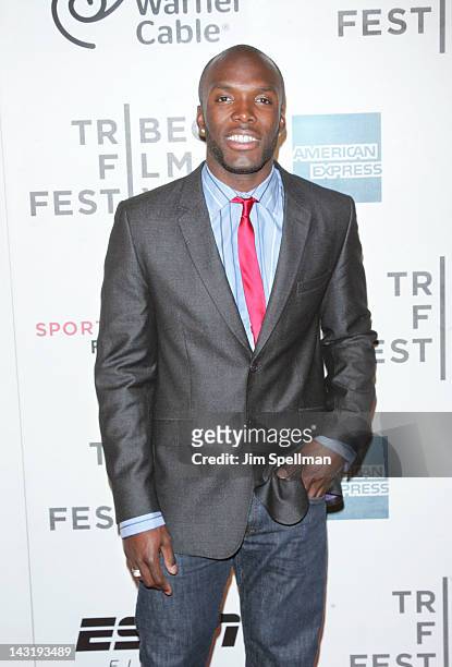 Olympian LaShawn Merritt attends the Tribeca/ESPN Sports Film Festival Gala: Benji during the 2012 Tribeca Film Festival at BMCC Tribeca PAC on April...