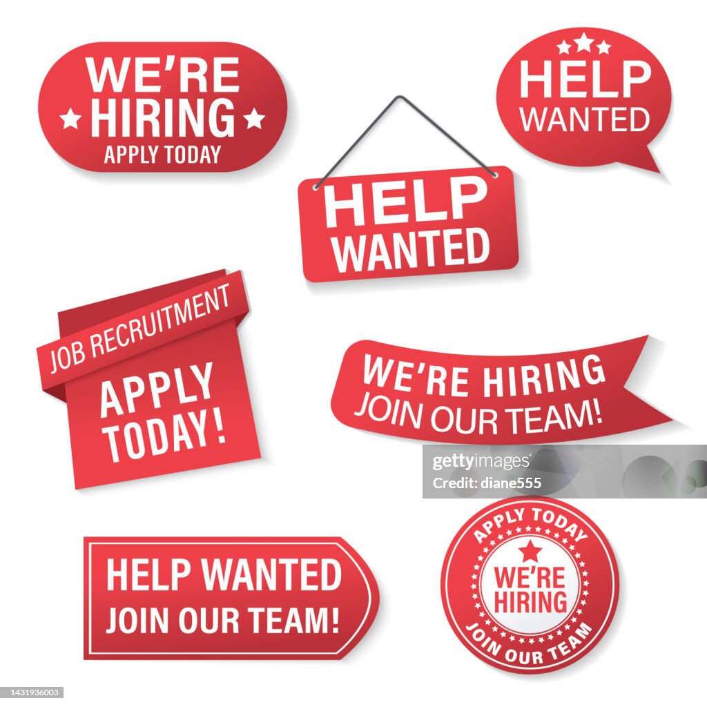 Help Wanted Sticker Set High-Res Vector Graphic - Getty Images