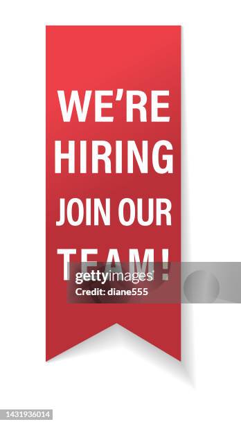 help wanted sticker - we're hiring - classified ad stock illustrations