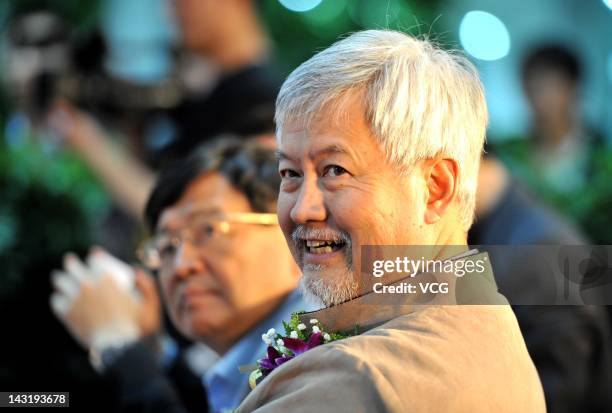 Famous Chinese angel investor Xue Manzi looks on during Innovation Works new site opening ceremony at Dinghao Building at Zhongguancun on April 20,...
