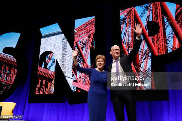 John Swinney MSP, Deputy First Minister Cabinet Secretary for Covid Recovery receives applause with First Minster Nicola Sturgeon following...
