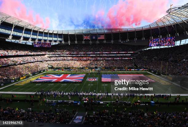 General view inside the stadium prior to the NFL match between New York Giants and Green Bay Packers at Tottenham Hotspur Stadium on October 09, 2022...