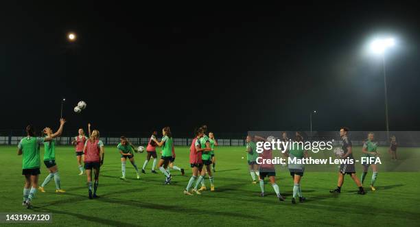 German Womens u17 players pictured during a practice session ahead of the FIFA U-17 Women's World Cup 2022 at Benaulim Football Groun on October 09,...
