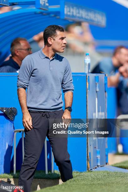 Rafael Marquez, head coach of FC Barcelona B looks on during the Primera RFEF Group 2 match between Atletico Baleares and FC Barcelona B at Estadio...
