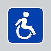 Disabled person blue vector sign