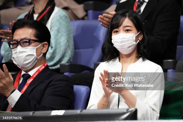 Princess Kako of Akishino attends the singles final game on day seven of the Rakuten Japan Open at Ariake Coliseum on October 09, 2022 in Tokyo,...