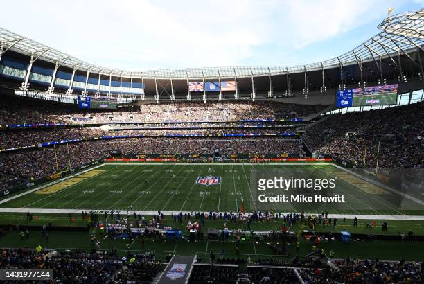 General view inside the stadium in the second half during the NFL match between New York Giants and Green Bay Packers at Tottenham Hotspur Stadium on...